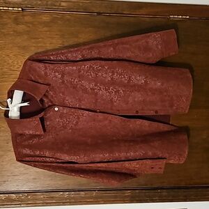 Blouse or cover jacket, brown, beautiful pattern, Sz 1X